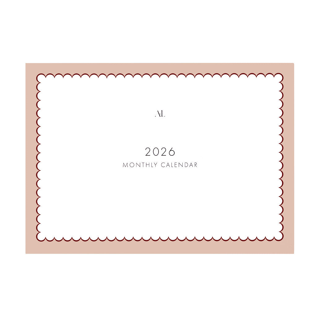 Elegant 2026 monthly calendar planner by Alexa Lily South Africa with scalloped edges