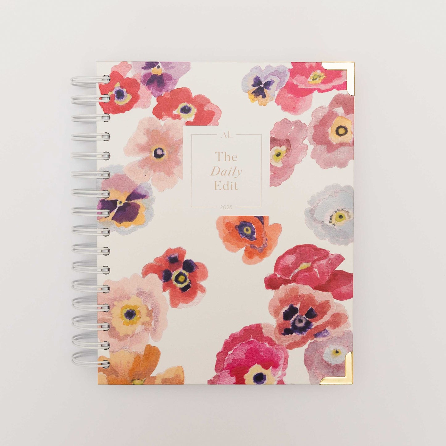 Alexa Lily The Daily Edit - 2025 Planner with colorful floral cover and gold corner details