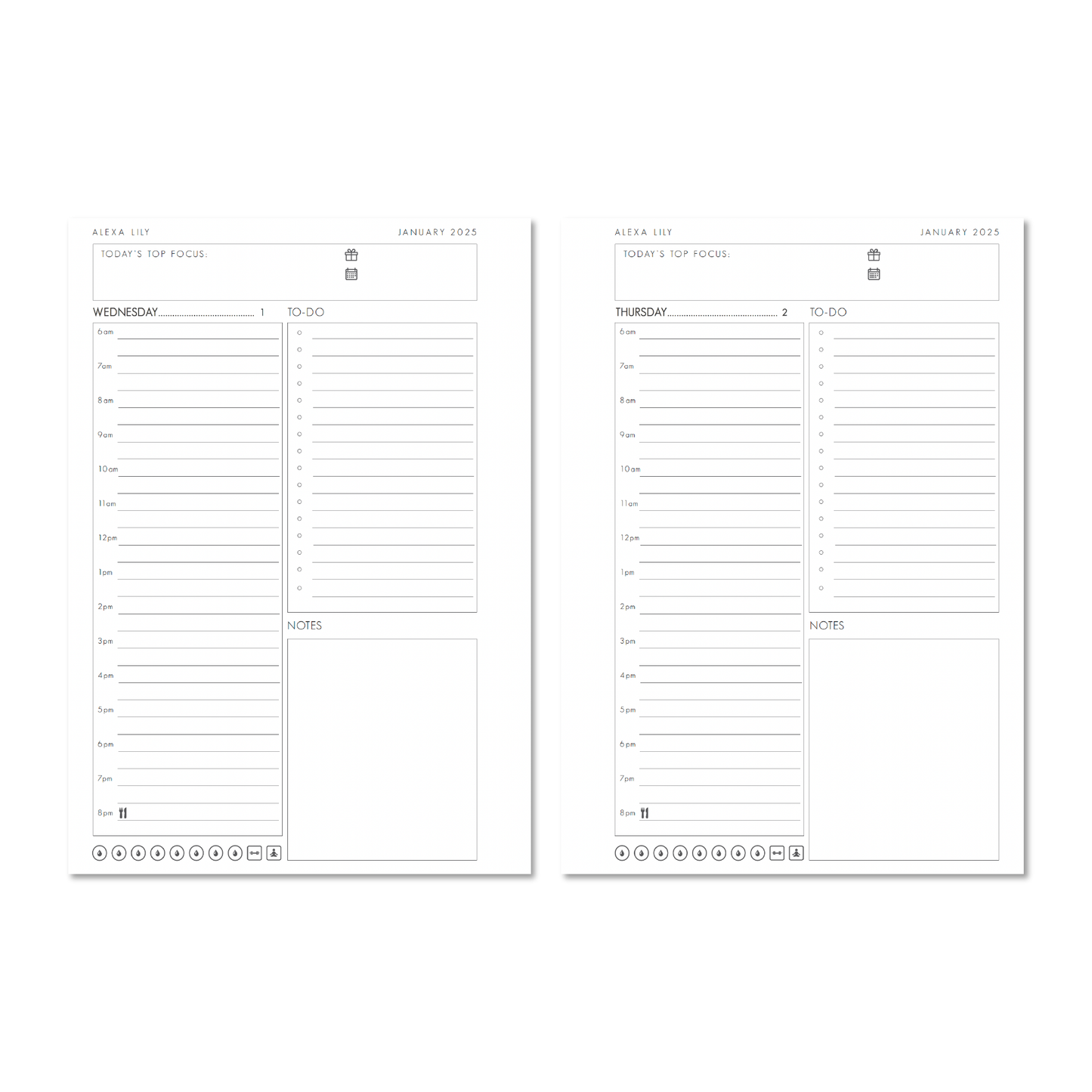 The Daily Edit - 2025 Planner by Alexa Lily featuring daily to-do lists and notes sections