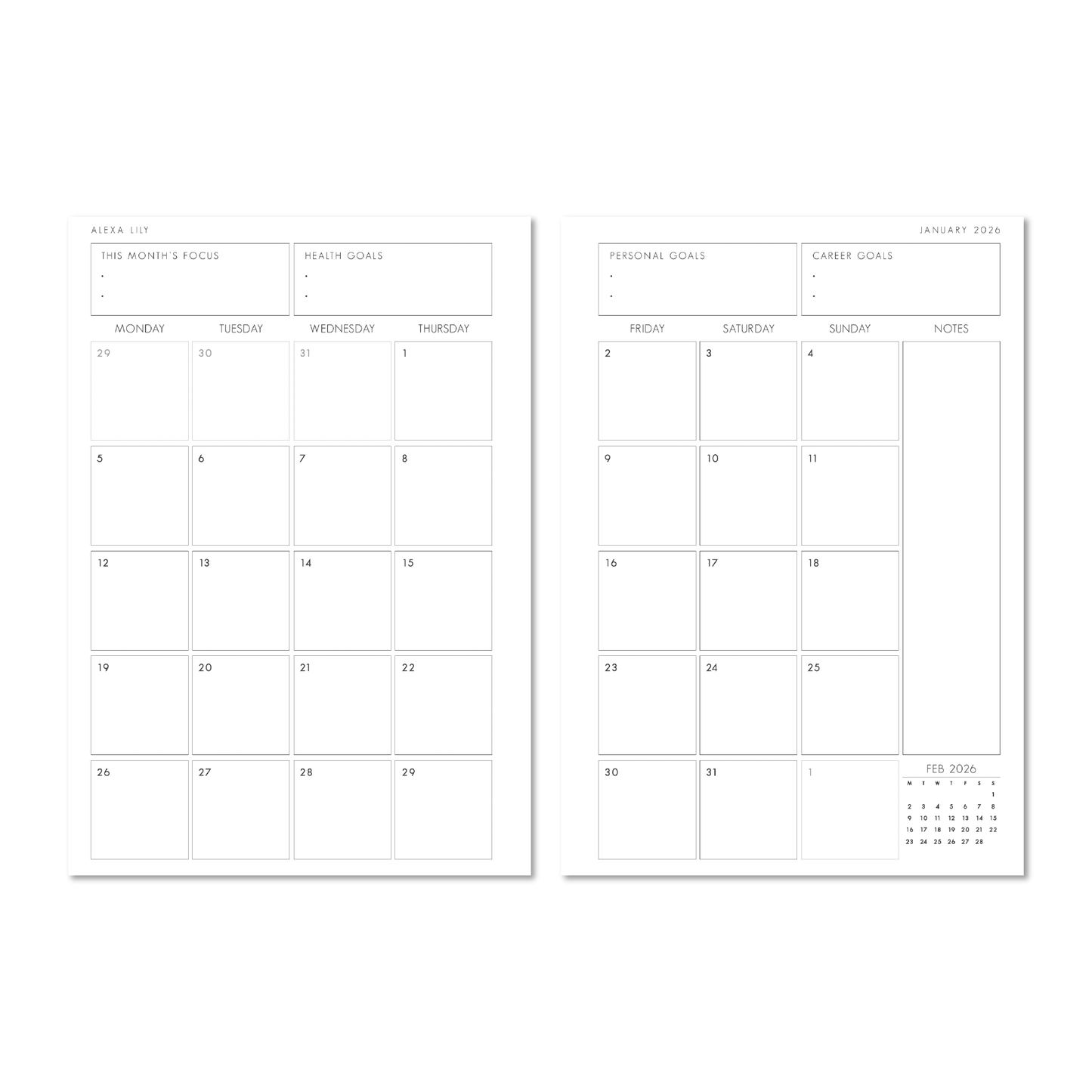 Alexa Lily | The Daily Edit 2026 Planner