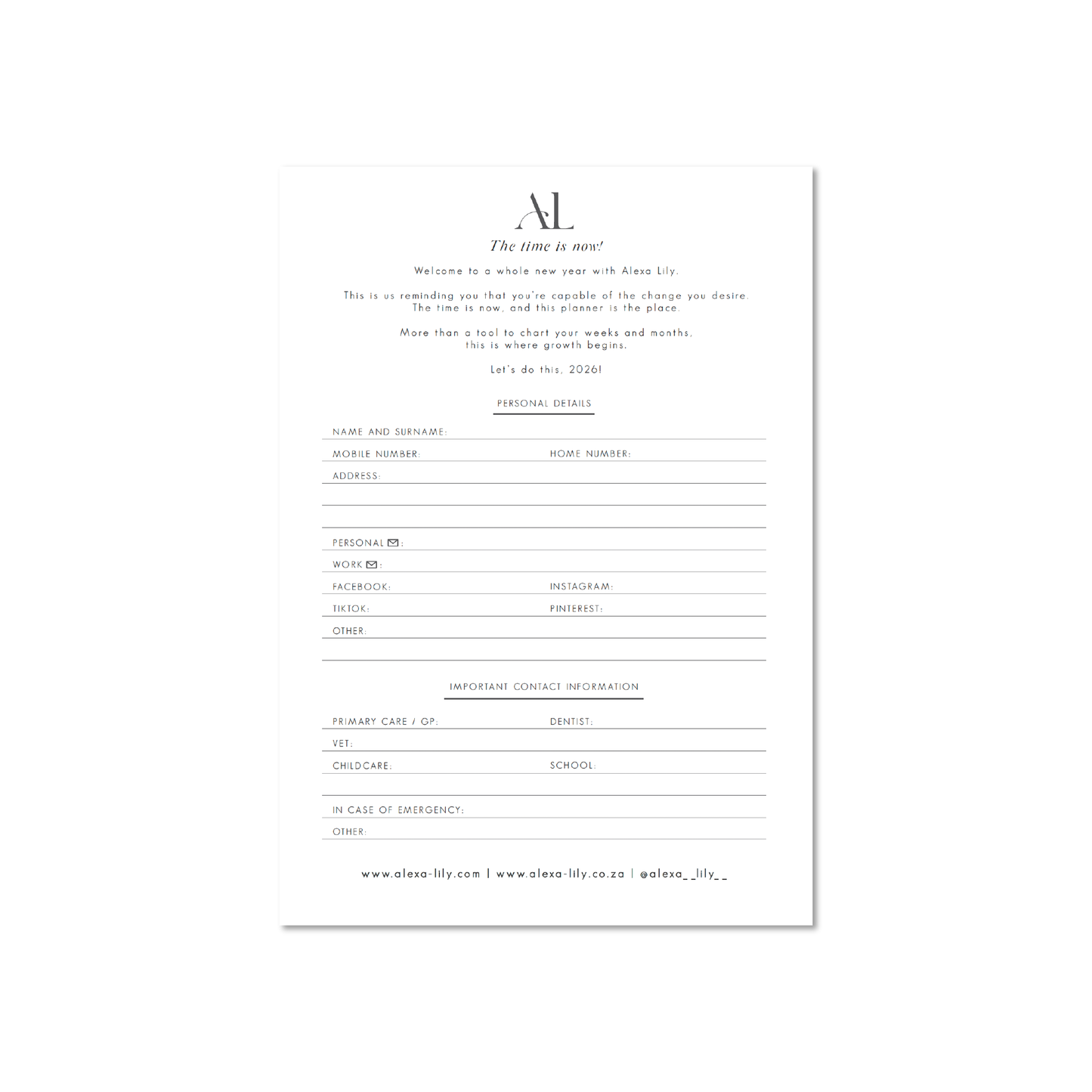 Alexa Lily | The Monthly Edit 2026 Planner