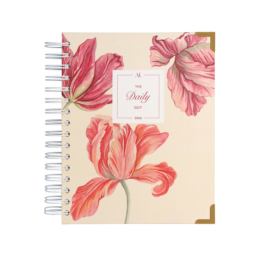 Alexa Lily 2026 daily planner South Africa featuring floral design and spiral binding for effective organization